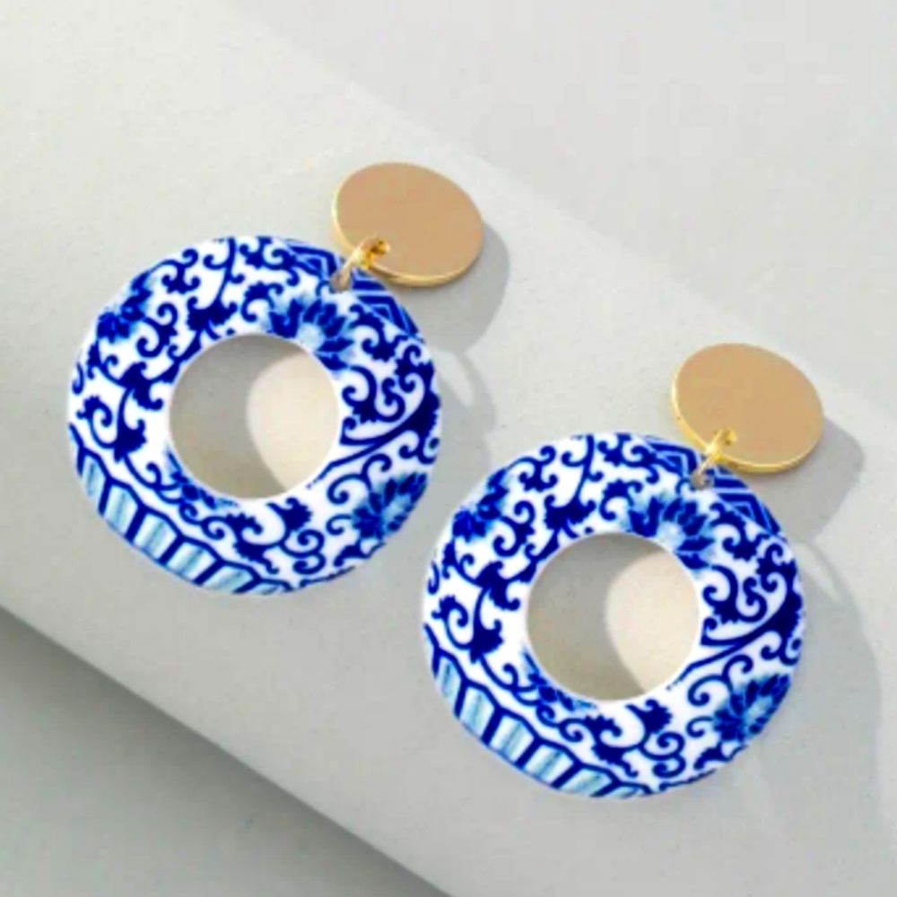 Acrylic Chinese style drop earrings.